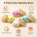 Squishy Dumpling Toy & Steamer 4PCS, Giant Dumpling Squishy Mystery Box, Colorful Dumpling Stress Ball for Anxiety Relief & Focus, Squishys Bun for Kids & Adults, Holiday & Birthday Party Gift