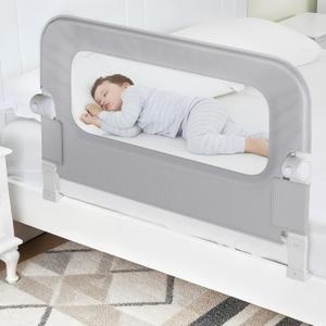 NUTIKAS Baby Bed Rail Guard for Toddlers - 35.1" Toddler Bed Side Rails for Crib, Twin, Full, Queen Bunk Size Bed Swing Down Bedrail Extral Tall Child Safety Side Railing Guards for Kids