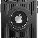 Designed for iPhone 14 Pro Max Case,[Compatible with MagSafe][Military Drop & Camera Lens Protection],Luxury Aluminum Alloy Heat Dissipation Logo View Shockproof Cover,Black