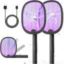 YISSVIC Electric Fly Swatter Foldable Bug Zapper Racket 2 in 1 Mosquito Killer with Attractant Light Rechargeable 1800mAh for Indoor Home Backyard Patio Camping (Black-2 Pack)