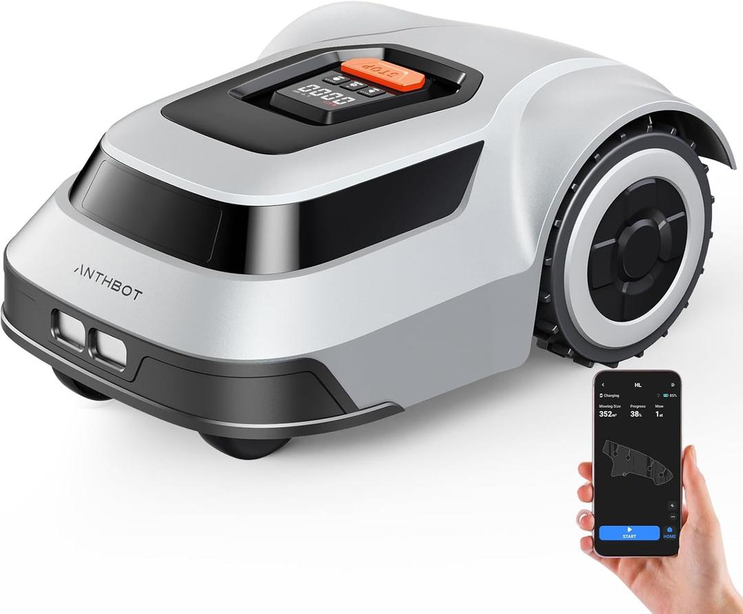 Robot Lawn Mower with Max 180m Stable Boundary Wire - Recommended 600, Max 1000, 300% Higher Efficiency of Grid-Shaped Mowing Path, Automatic Robotic Lawn Mowers with Auto Mapping & Recharge (Mows up to 1/4 Acre (1000))