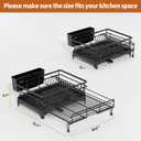 Laveshop Dish Drying Rack - Expandable Rack, Large Capacity Dish Drainer for Kitchen Counter, Rust-Proof with Utensil Holder, Black