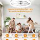 Ceiling Fans with Lights and Remote, Low Profile Ceiling Fan, Morden Flush Mount LED Fan Light, 3000K-6500K Dimmable for Bedroom, Kitchen, Living Room, Frosted, White, 19inch