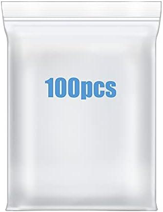 Macoota 100 Pcs 2" x 3" Small Plastic Bags Thick 4 Mil Clear Resealable Zip Seal Lock Poly Bags Heavy Duty Zipper Reclosable Baggies Packing Jewelry Earrings Coin Pills