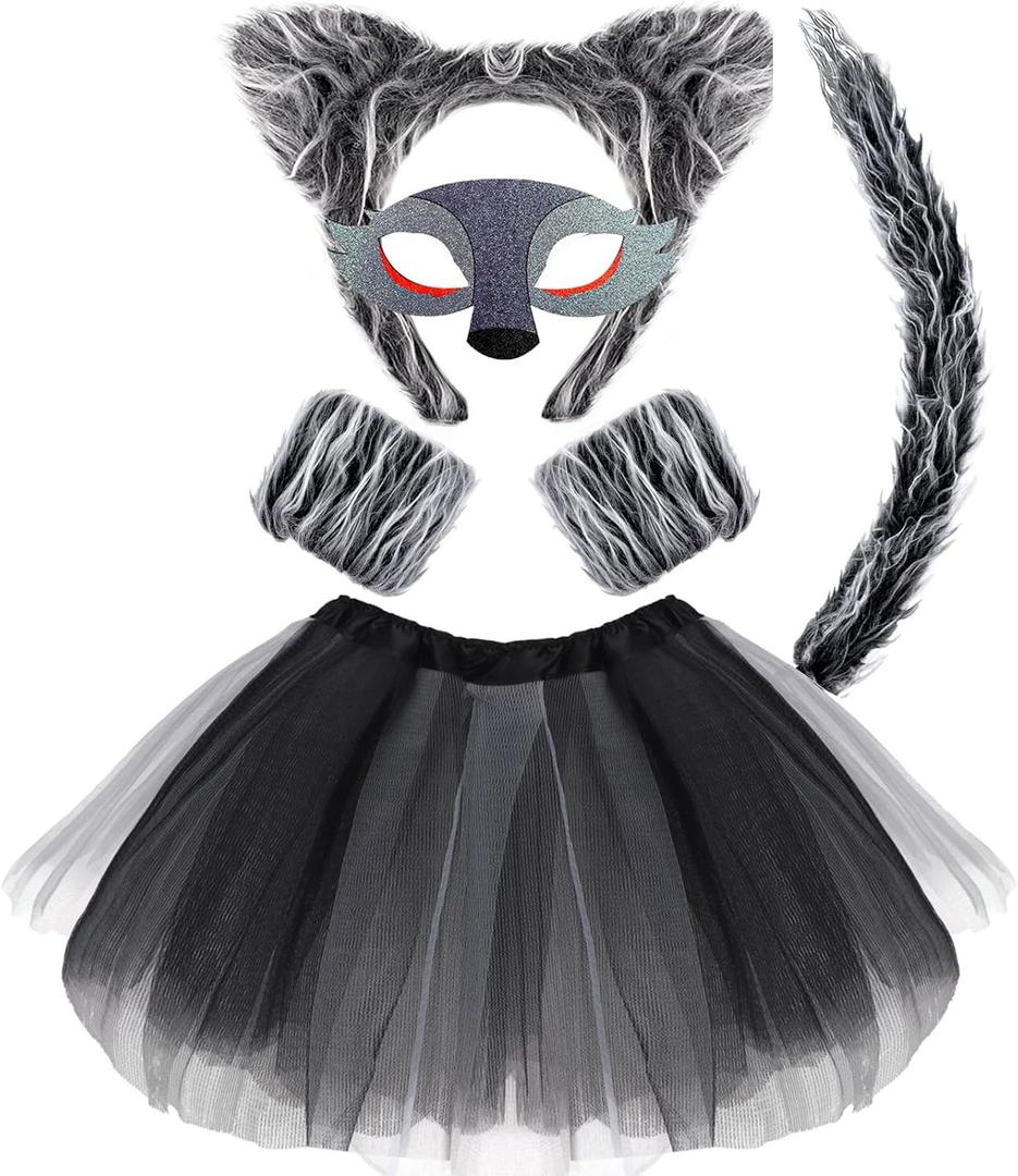6 Pcs Wolf Costume Kits for Women - Wolf Ears Headband Tail Mask Bowtie Gloves Tutu for Halloween Adults Animal Dress Up Supplies 6 Pcs Wolf Costume Kits for Women - Wolf Ears Headband Tail Mask Bowtie Gloves Tutu for Halloween Adults Animal Dress Up Supplies