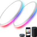 MELEGAN 2 Pack RGB Smart Ceiling Light, Super Slim LED Flush Mount Ceiling, WiFi Compatible with Alexa Google Home,12-Inch 24W Dimmable 2700K-6500K for Bedroom, Kitchen, Dining Room, Basements