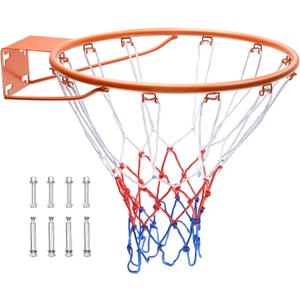 VEVOR Basketball Hoop, 44 54 Inchs PC Backboard Wall Mounted, Basketball Portable Hoop & Goal, Indoor & Outdoor with Hand-Crank Adjustment, Classic Basketball Court, Teens, Adults, Schools, Parks (Orange Rim 18in)