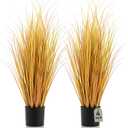 Jexine 2 Pieces 4 ft Tall Artificial Grass Plant Potted Artificial Greenery Floor Plants Fake Pampas Grass Tall in Pot for Housewarming Gift House Garden Bathroom Lobby Indoor Outdoor(Fall)