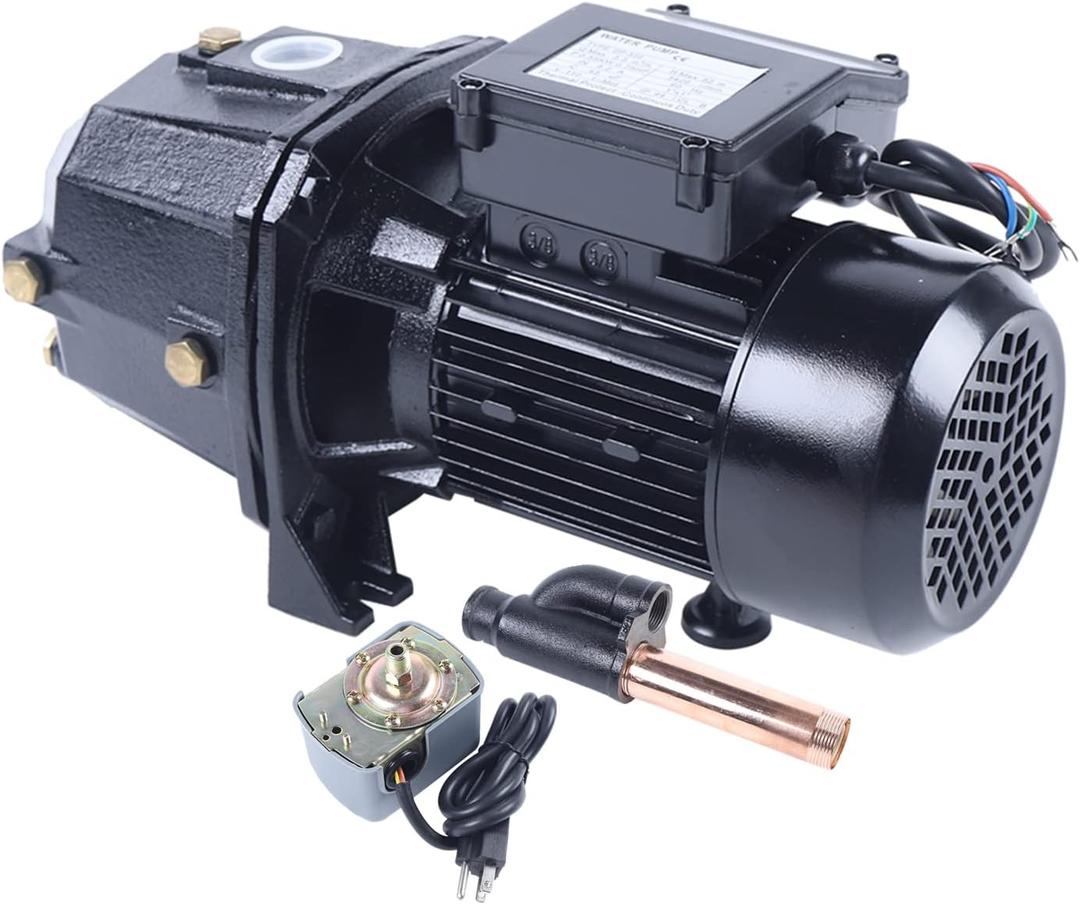 1 HP Cast Iron Shallow Well Jet Pump with Pressure Switch, 17 GPM Flow, 184ft High Lift, Garden Lawn Farm Home Irrigation Pressure Booster Pump