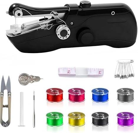 Handheld Sewing Machine, Mini Portable Electric Quick Sew Sewing Machine, Sewing Machines for Beginners, Easy To Use Suitable for Sewing Clothes, Fabrics, Curtains, Family Travel (Black)