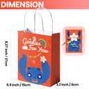 16 Pack Tropical Rainbow Party Favor Bags with Handles - Cute Cartoon Goodie Bags for Kids Birthday, Luau, Summer Beach Theme - Colorful Paper Treat Gift Bags for Classroom Prizes & Candy (Pink Blue Red)