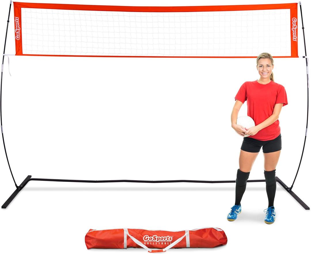 GoSports Freestanding Volleyball Training Net - 12 ft or 20 ft - Indoor our Outdoor Use, Instant Setup, and Height Adjustable