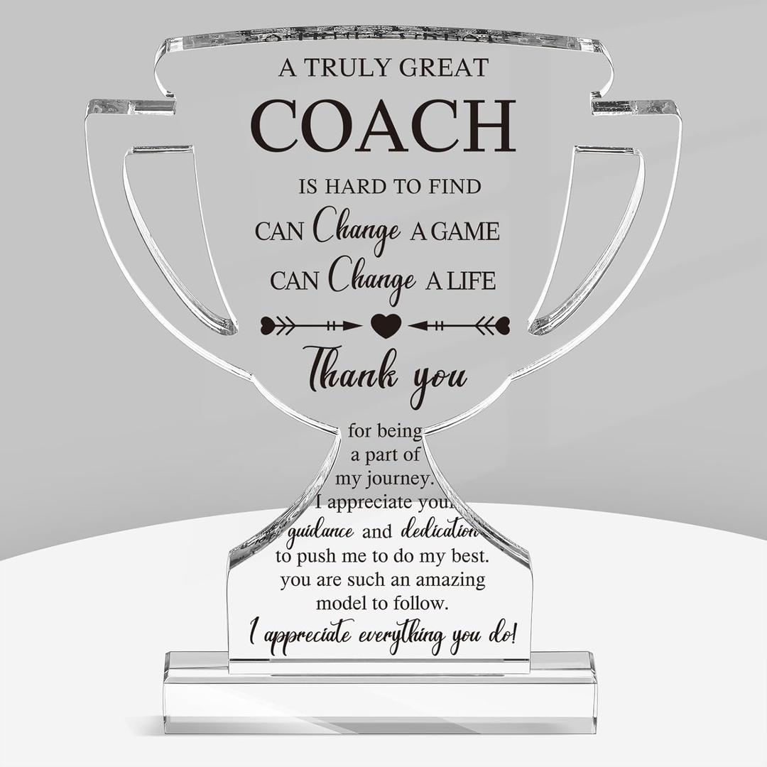 Yousoontic Valentines Coach Gifts Thank You Gifts for Softball Coach Women Men Acrylic Trophy Plaque Appreciation Football Soccer Baseball Gift Table Decor