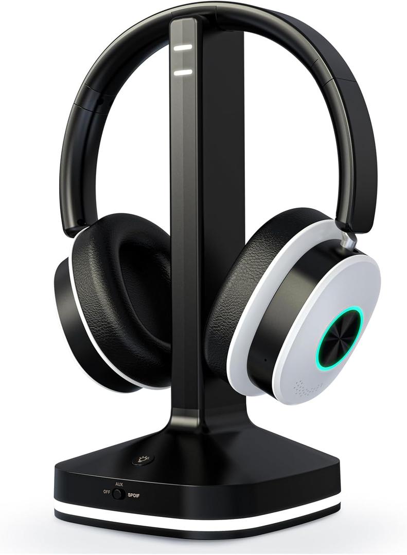Wireless Headphones for TV Watching, TV Headphones Wireless for Seniors with Transmitter Charging Base, Over Ear Headset with 3 Audio Modes, No Audio Delay Blutooth 5.4, Gifts for Parents, Black&White