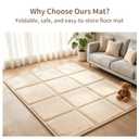 Goyuu Foldable Baby Play Mat, 59x71 Inch Soft Velvet Playpen Mat, 0.8" Thick Cushioned Crawling Tummy Time Mat, Non-Slip Water-Resistant Easy Clean Portable for Babies & Toddlers,Beige