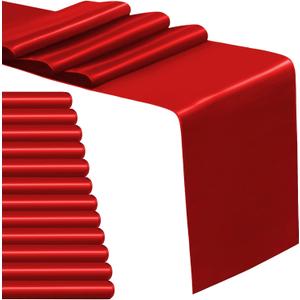 12 Pack Satin Table Runner 12 x 108 Inch Red Long Satin Table Runners for Wedding Banquet Graduations Birthday Party Decoration
