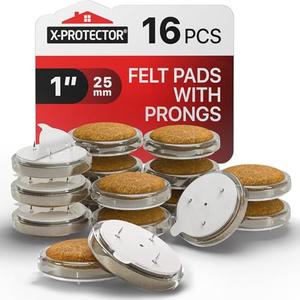 X-Protector Nail On Chair Leg Pads - 15 PCS 1" - Felt Chair Leg Floor Protectors - Nail in Felt Furniture Pads for Hardwood Floors - Premium Floor Protectors for Chairs - Protect Hard Surfaces