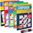 VARIETY SAVINGS 5-Pack 450+ Travel-Size Crosswords Puzzle Books for Adults, Aging Seniors Brain Stimulation Large Print Words Activity Books (Variety Pack Bulk), Paperback – Digest Size 8x5”