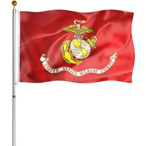 Double Sided US Marine Corps Flag 4x6 FT Outdoor- 3Ply 320D Nylon Heavy Duty USMC Flags Canvas Header with 2 Brass Grommets Easy to Rising