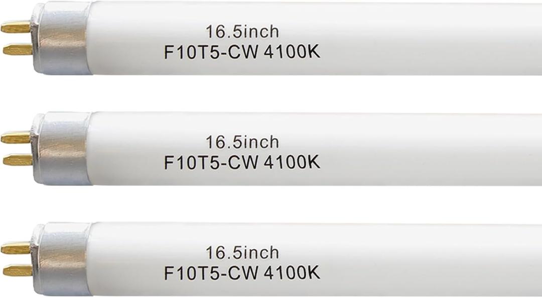 F10T5-CW 16" 4100K Fluorescent Linear Light Bulb,T5 10W Cool White Bulbs Replacement for Jasco,Philips,G5 Miniature Bipin Base(3 Pack)
