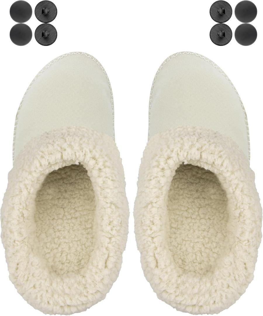 Fuzzy Inserts for Croc Replacement Fur Fluffy Fleece Liners Winter Warm Inner Lining Socks for Men and Women(Beige) (One Size, Men 7/Women9)
