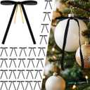 2 x 24 Pcs Black Velvet Bows for Christmas Tree Decor, Elegant Velvet Pre-Tied Ribbon Bows Door Garland Vintage Ornaments for Christmas, Wreaths, Gifts and Home Decoration (5x7 Inch, 3/8'' Wide)