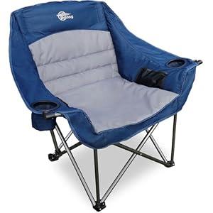 Bolosy Oversized Camping Chair Portable Folding Camping Chairs with Side Pocket Cup Holder and Carry Bag Heavy Duty Outdoor Camping Chairs for Adults, Fishing, Sports, Trip, Support 500lbs, Blue