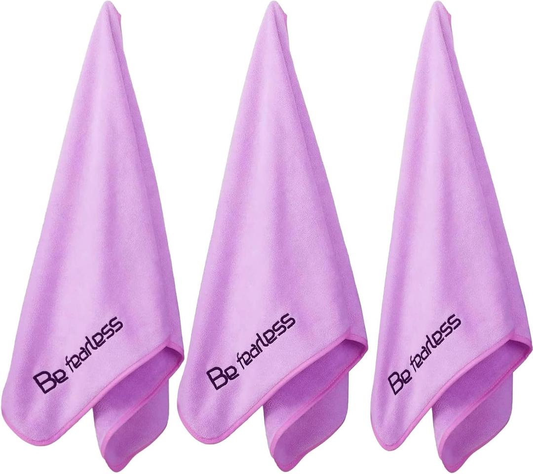 Microfiber Gym Towels Bigger Size Super Soft for Exercise Fitness, Sports, Workout, 380-GSM 15-Inch x 31-Inch Quick-Drying Towels (3 Pack, Purple)
