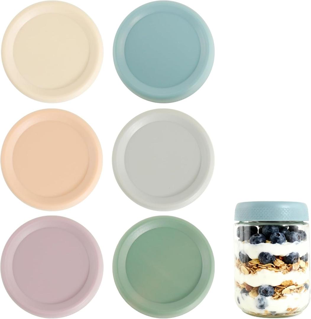 Replacement Lid Compatible with NETANY 6-pack 16 oz Overnight Oats Containers (6 Pack)
