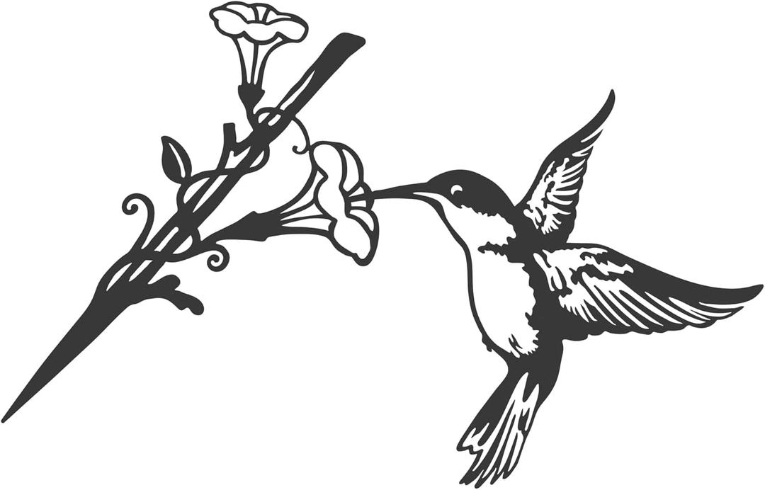 Metal Bird Decor, Hummingbird Gifts for Mom Enchanting Hummingbird Decoration, Metal Wall Art, Outdoor Tree Ornaments  A Unique Garden & Yard Decor (Black)