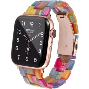 HOPO Compatible With Apple Watch Band Thin Lightweight Resin Strap Bracelet Fashion Wristband Replacement For iWatch Bands Series Ultra 11 10 9 8 7 6 5 4 3 2 1 SE for Women Men, 42mm(Series 3 2 1),44mm,45mm,46mm,49mm