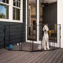 Carlson Pet Products 3-in-1 Extra Tall Weather-Resistant Outdoor 144-Inch Wide Pet Gate, Pen and Fence, Bonus Includes Small Pet Door,Black