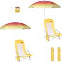 Nice C Beach Chair, Beach Chairs for Adults with Umbrella and Cooler, High Back, Cup Holder & Carry Bag & Heavy Duty Compact Outdoor, Camping (Set of Yellow)