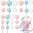75 Pcs Cake Balls Topper Decorations Foam Cupcake Topper Mini Balloon Cake Topper Balls Cake Picks for Cake Deco Birthday Party Wedding Blue,Pink,White