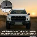 EcoAuto Badass Car Antenna Replacement for Dodge Ram & Ford F150 F250 F350 Super Duty Ford Raptor Bronco Trucks - Anti-Theft Design - Radio Antenna for Truck 1990 - Current (American Skull Black)
