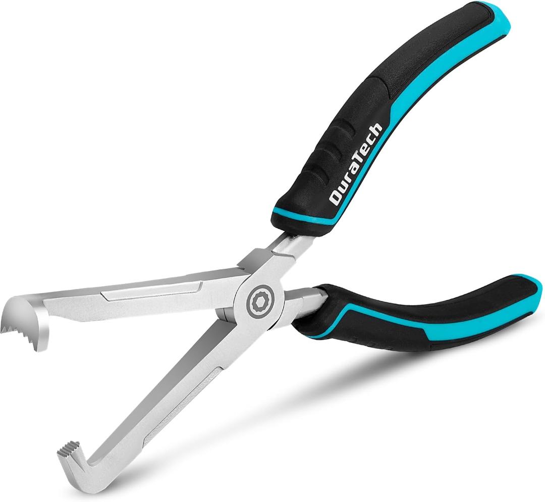 DuraTech 8-Inch Electrical Disconnect Pliers, Straight Head Automotive Connector Pliers, Electrical Connector Removal Tool for Car, Automotive Hand Tools for Push Tab Style Plugs