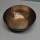 MyGift 8 Inch Art Deco Hammered Black Metal Decorative Bowl with Copper Tone Interior, Home Decor Coffee Table Candy Dish, Key Wallet Catchall - Handcrafted in India