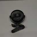 AA Battery Operated Clip on Fan, Stroller Fans, USB Powered Portable Desk Fan 4 Speeds Personal Golf Cart, Small Table Fan, Wireless, for Camping Hurricane Office Bed-Black(NO BATTERY) (Black(without batteries))