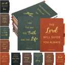 Thenshop 20 Pcs Christian Gifts Bulk 10 Black Brown Leather Christian Journals for Men Women Bible Leather Notebooks with 10 Black Brown Pen Inspirational A5 Prayer Journal for Men Women Church Gift