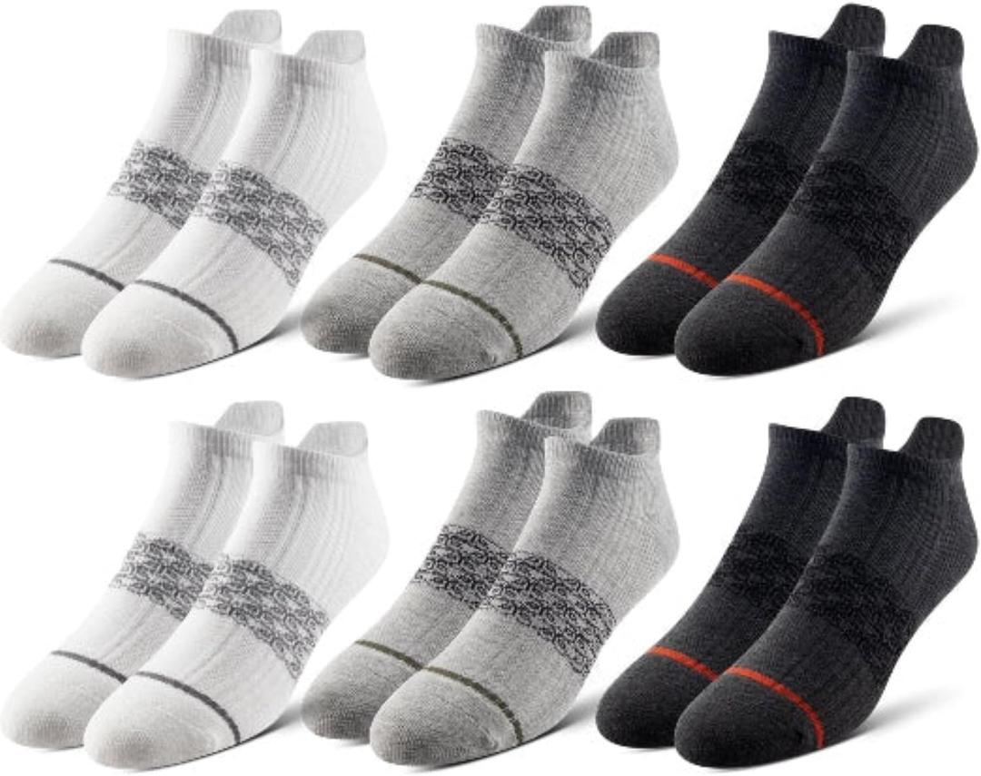 Pair of Thieves Men's Athletic Cotton Low-Cut Socks - 6-Pack Cushioned Comfort Socks for Sports, Work & Casual Wear (White/Black/Grey)