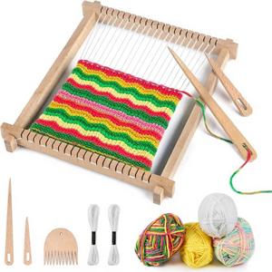 adorbox Weaving Loom, Wooden Weaving Loom for Kids Adults, 9x11inch Handmade Knitting Loom for Beginners Adults Kids with Yarn Rods Combs Shuttles, Rubber Bands, and Instructions
