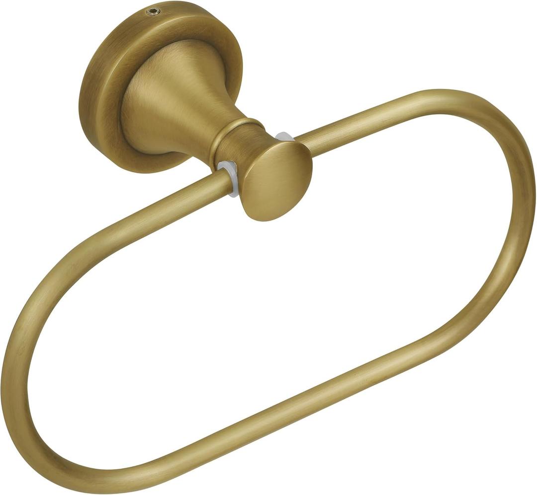 Brass Bathroom Hand Towel Holder, Antique Brass Towel Ring Holder, Wall Mounted Oval Towel Rack Hanger Home Half Round Bathroom Hardware Accessory Modern