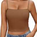 Ekouaer Womens Ribbed Spaghetti Strap Tank Top Crop Camisole Tops Going Out Basic Summer Cami 2026 (X-Large, Brown)