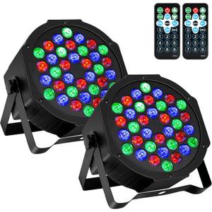Litake DJ Par Lights, RGB 36 LED Stage Lights Sound Activated,Remote & DMX Controlled LED Uplights,7 Modes Uplighting for Dance Party Church Wedding Birthday Holiday Music Show-2 Pack