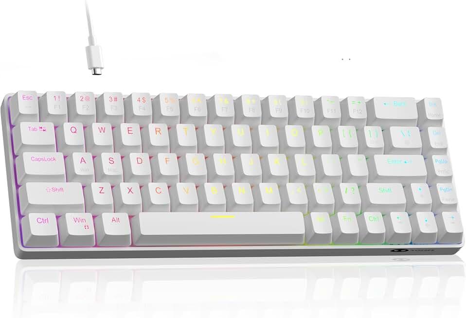 MageGee 60% Rapid Trigger Gaming Keyboard, Hall Effect Magnetic Switch, Actuation Point Adjustable, Hot Swappable RGB Backlit Wired Keyboard with Arrow Keys for Win/PC/MAC, White
