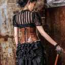 HaoLin Steampunk Retro Victorian Punk Cincher Lace up Long Ruffle Pencil Skirt Black (Black)