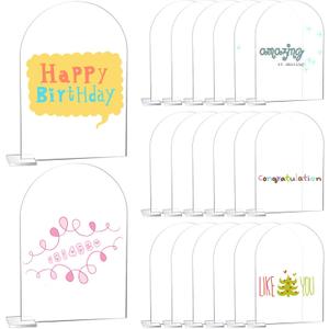 20 PCS Acrylic Arch Sign Blanks, 4" x 6" - Clear, DIY for Wedding Table Numbers/Menu Signs/Bar Lists (Square Base)