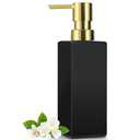 GMISUN Gold Hand Soap Dispenser, Black Glass Soap Dispenser with Gold Pump for Bathroom, 12 fl oz/350ml Refillable Dish Dispensers for Kitchen, Modern Liquid Lotion Bottles for Countertop