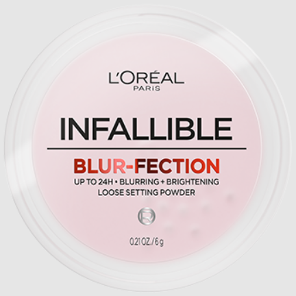 L'Oreal Paris Infallible Blurfection Longwear Loose Setting Powder, Blurring Face Powder With Up to 24HRs of Wear, Brightening Deep Pink, 1 Kit
