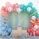 Ice Cream Drip Baseball Birthday Party Decorations Set Blue Pink Green Balloon Arch with Baseball Bat Balloons for Boys Girls Summer Birthday Sport Ice Cream Party Decorations